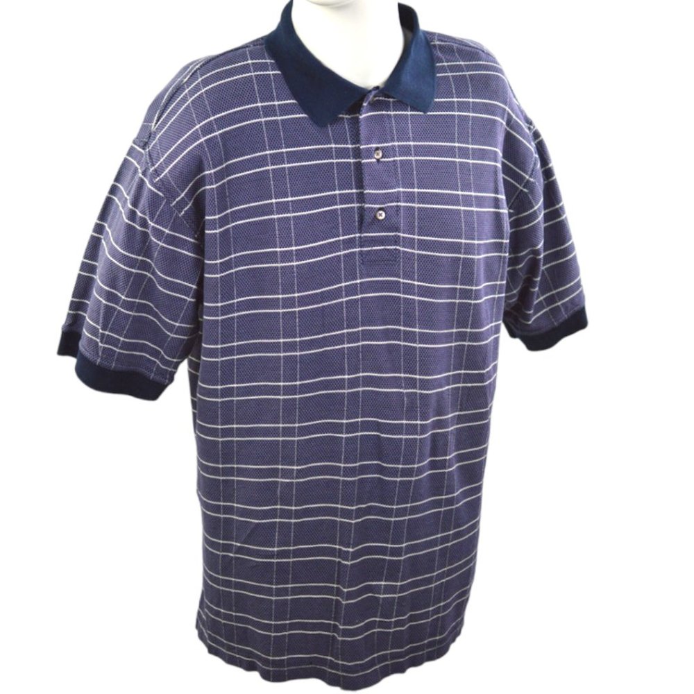GREG NORMAN Men sz M Polo Casual shirt Double Mercerized Purplish Plaid